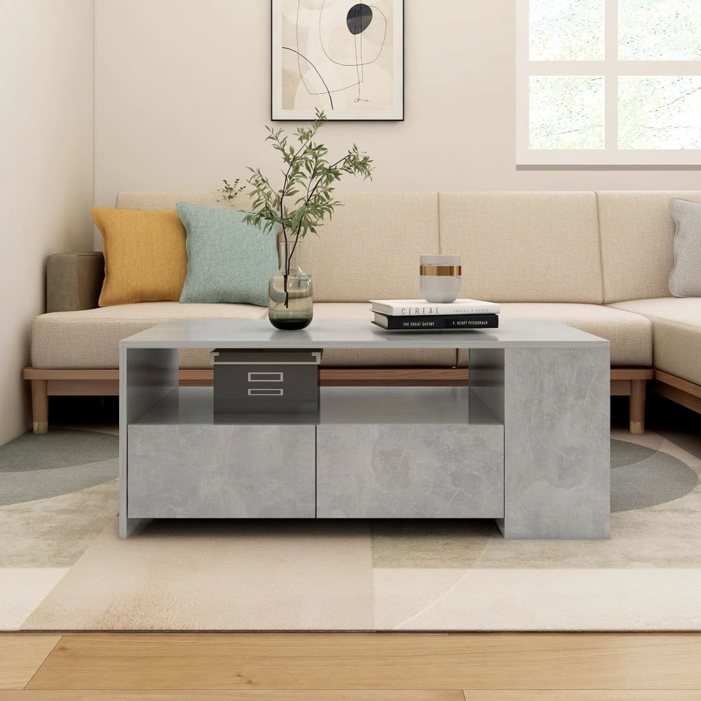 foto del prodotto tavolino salotto grigio cemento 102x55x42 cm legno compensato vidaxl