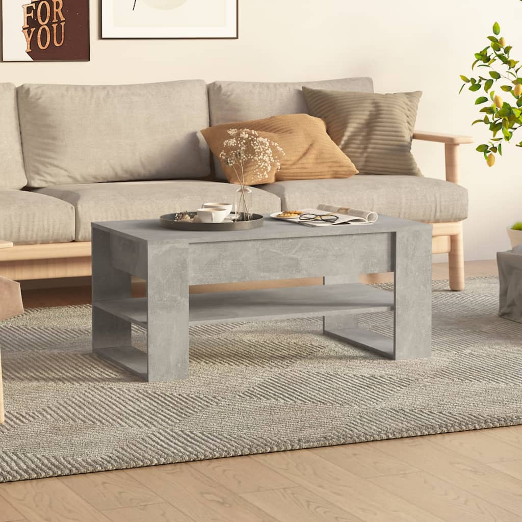 foto del prodotto tavolino salotto grigio cemento 102x55x45 cm legno multistrato cod mxl 62335