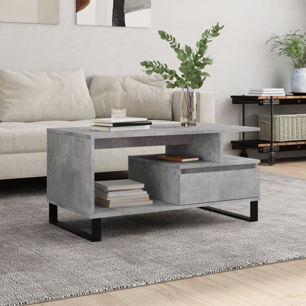 foto del prodotto tavolino salotto grigio cemento 90x49x45 cm legno multistratocod mxl 126781