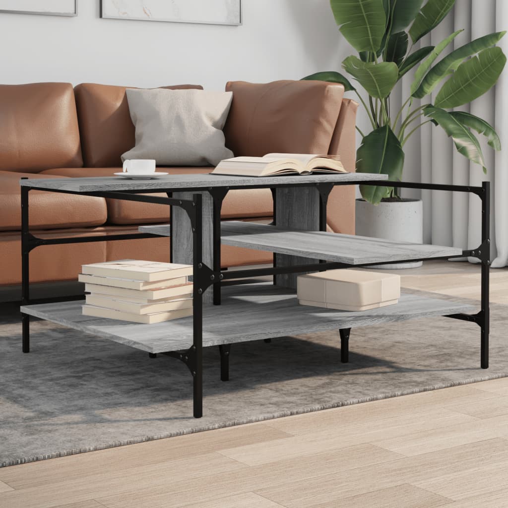 foto del prodotto tavolino salotto grigio sonoma 100x100x48,5cm legno multistrato