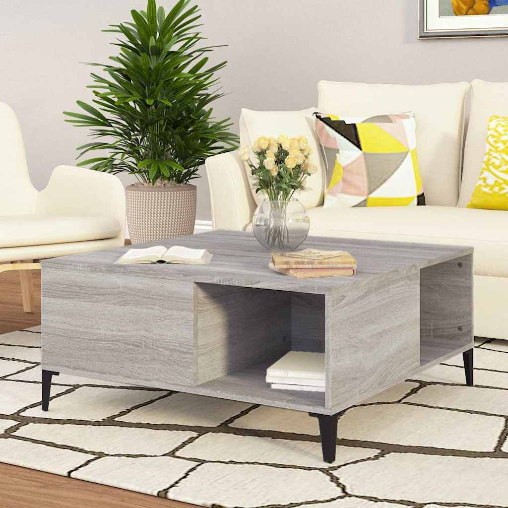 foto del prodotto tavolino salotto grigio sonoma 80x80x36,5 cm legno multistratocod mxl 79249