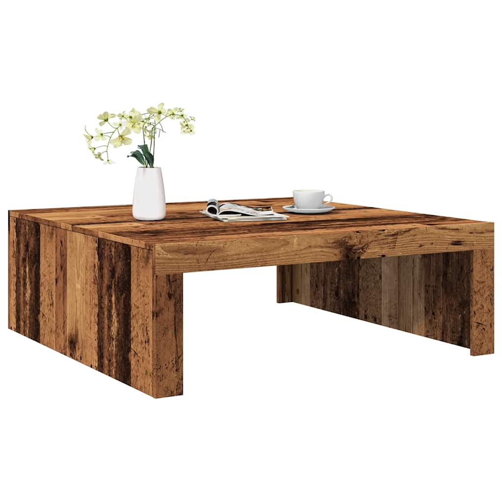 foto del prodotto tavolino salotto legno antico 100x100x35 cm in truciolato
