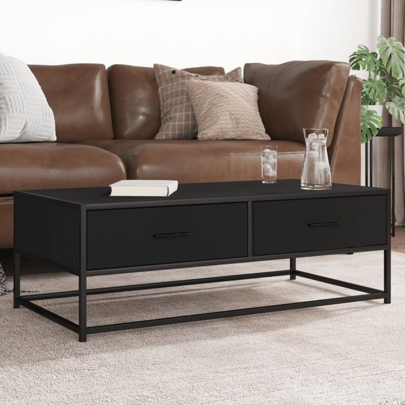 foto del prodotto tavolino salotto nero 100x50x35 cm legno multistrato e metallo vidaxl