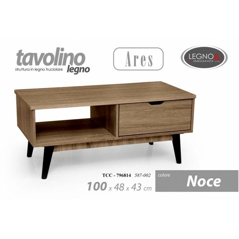 foto del prodotto tavolino salotto noce nero cm 100x 48 x 43 h con cassetto