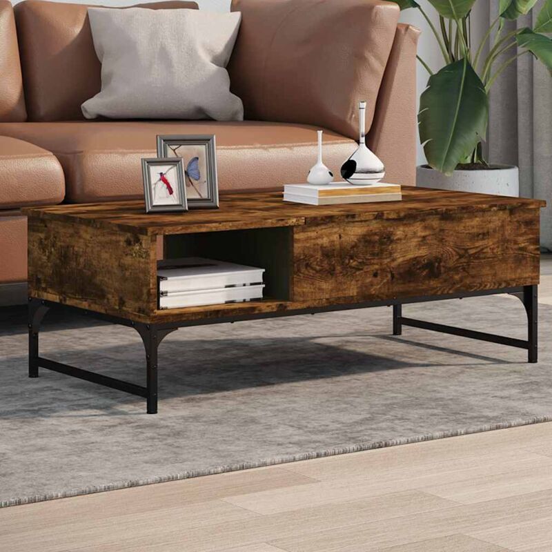 foto del prodotto tavolino salotto rovere fumo 100x50x35 cm multistrato e metallo vidaxl