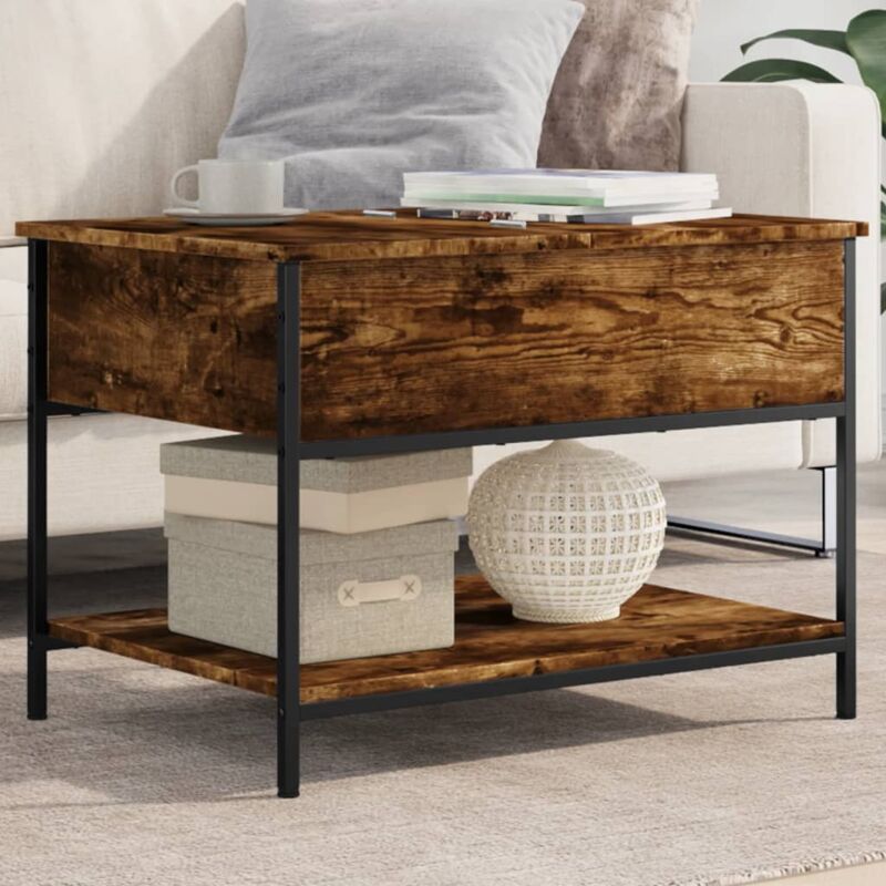 foto del prodotto tavolino salotto rovere fumo 70x50x50 cm multistrato e metallo vidaxl