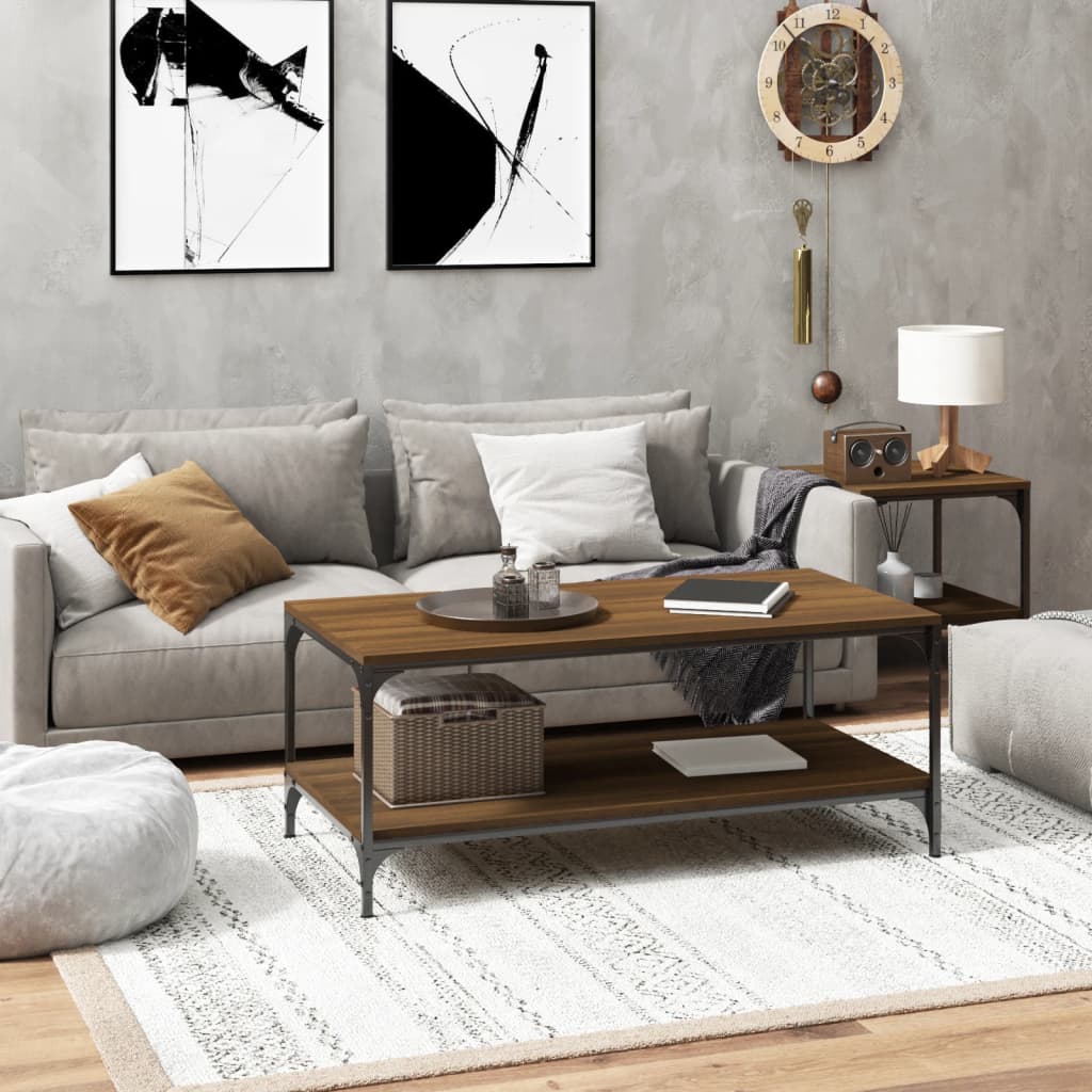 foto del prodotto tavolino salotto rovere marrone 100x50x40cm legno multistrato