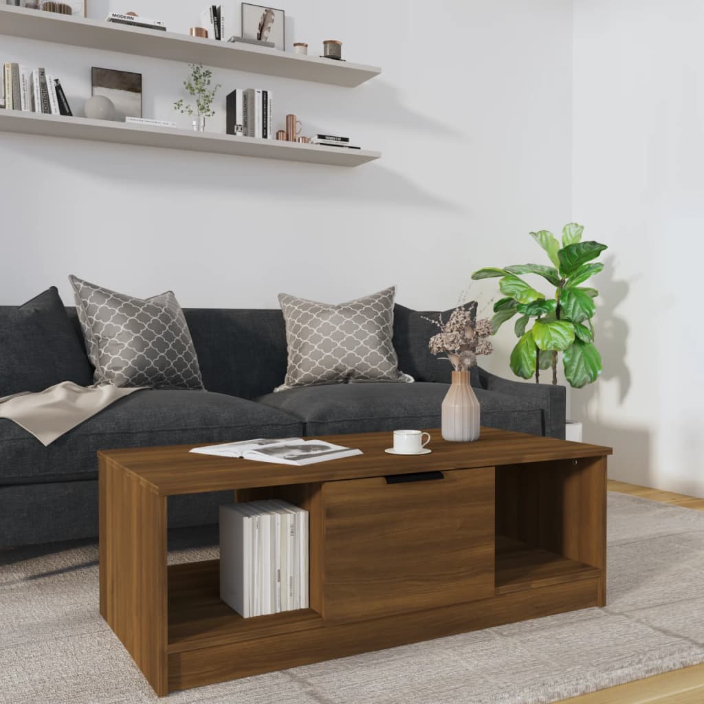 foto del prodotto tavolino salotto rovere marrone 102x50x36 cm legno multistrato cod mxl 5499