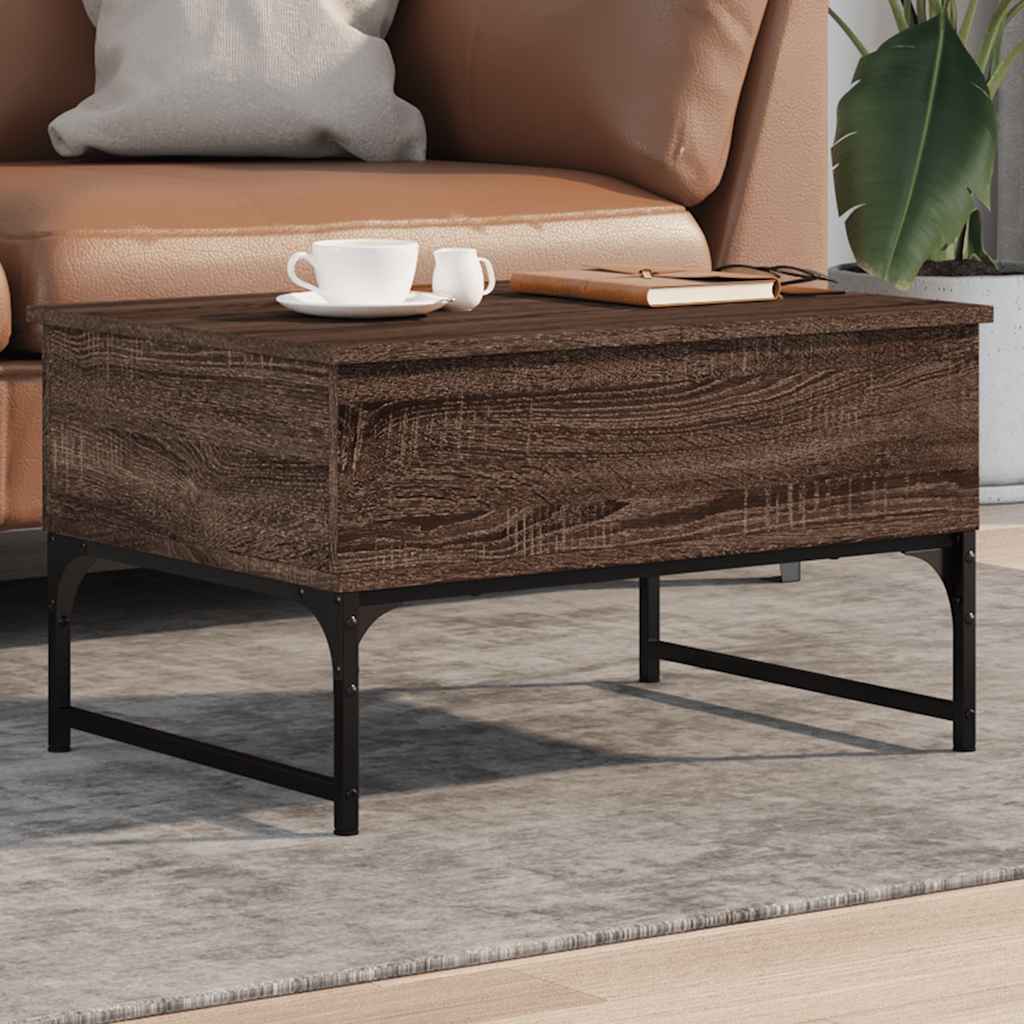 foto del prodotto tavolino salotto rovere marrone 70x50x40cm multistrato metallocod mxl 89483