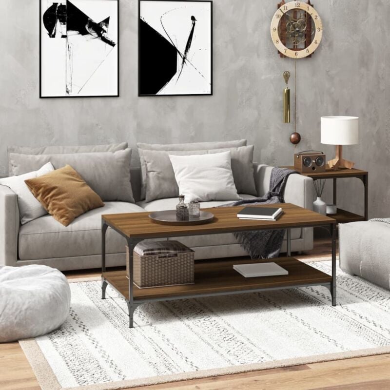 foto del prodotto tavolino salotto rovere marrone 80x50x40 cm legno multistrato