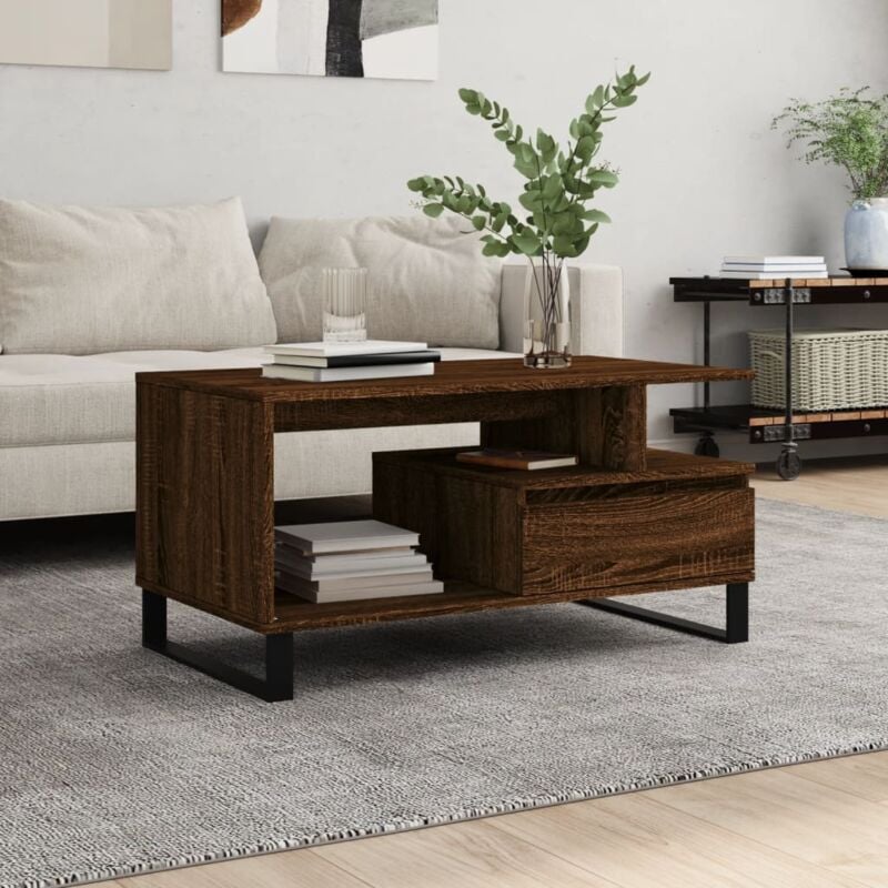 foto del prodotto tavolino salotto rovere marrone 90x49x45 cm legno multistrato vidaxl