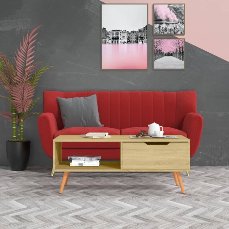 foto del prodotto tavolino salotto rovere sonoma 100x49,5x43 cm legno multistrato vidaxl