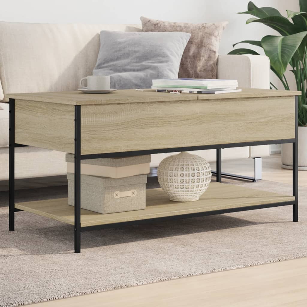 foto del prodotto tavolino salotto rovere sonoma 100x50x50 cm multistrato metallo