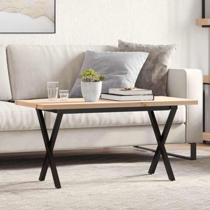 foto del prodotto tavolino salotto telaio a x 100x50x45,5 cm legno pino e acciaio vidaxl