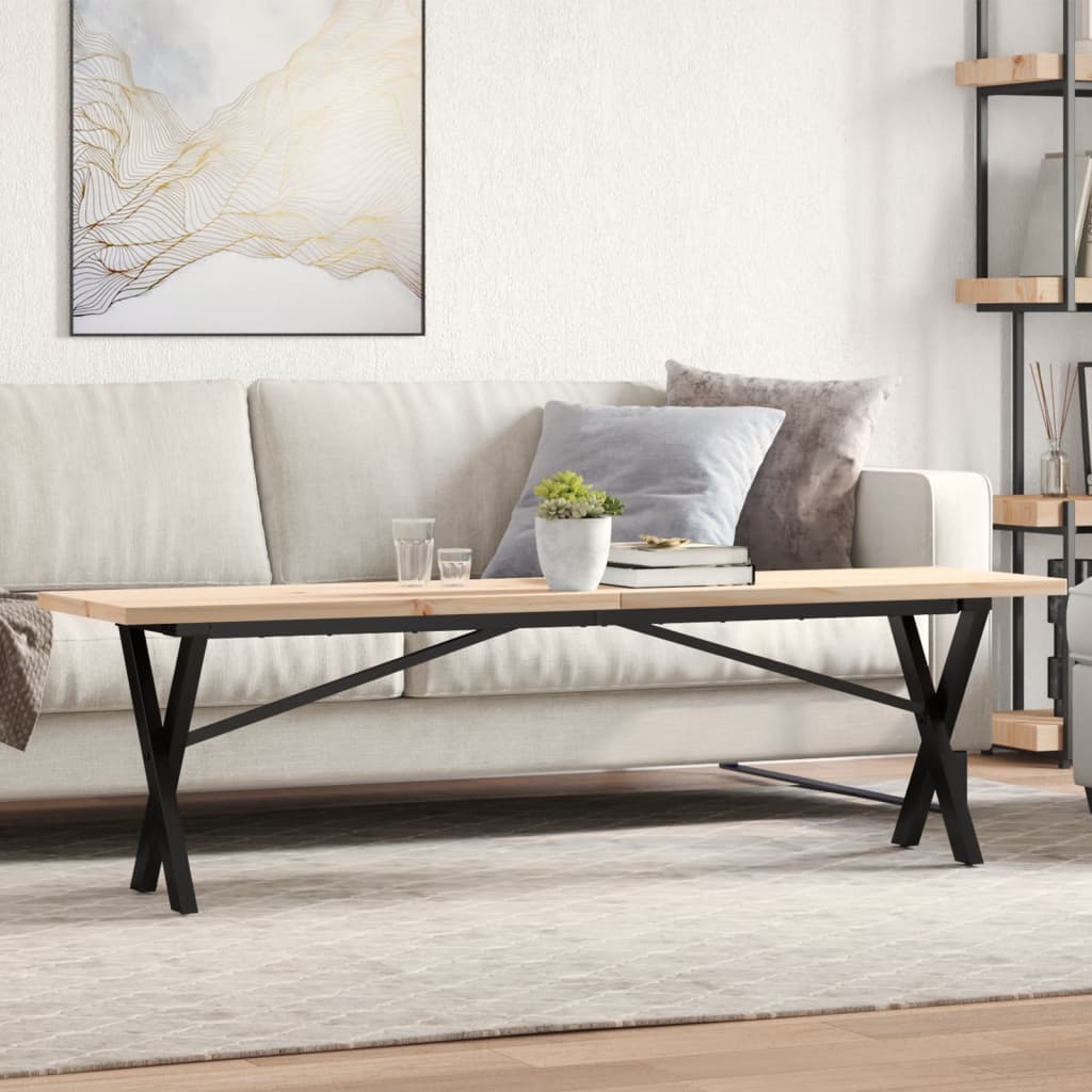 foto del prodotto tavolino salotto telaio a x 160x40x45,5 cm legno pino e acciaio