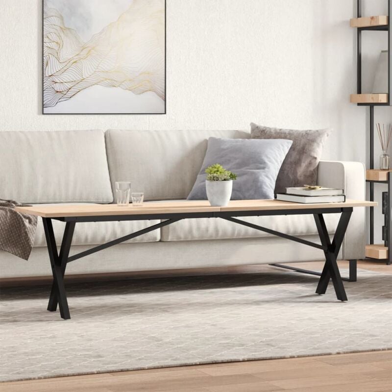foto del prodotto tavolino salotto telaio a x 160x40x45 cm legno pino e acciaio vidaxl