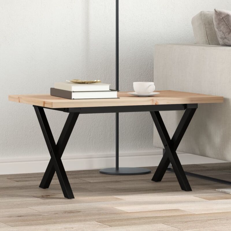 foto del prodotto tavolino salotto telaio a x 80x50x40,5 cm legno pino e acciaio vidaxl