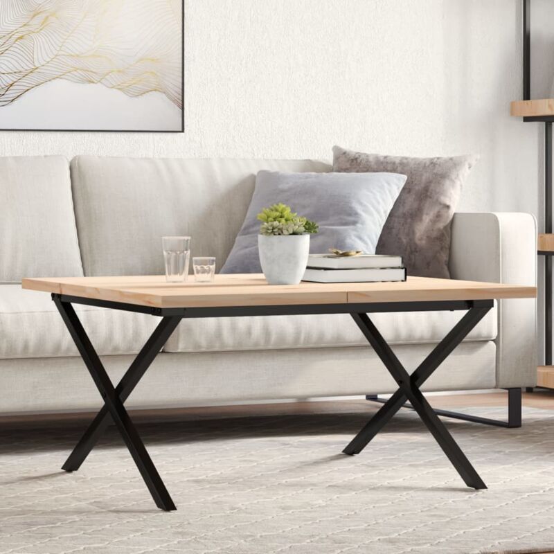 foto del prodotto tavolino salotto telaio a x 80x80x45,5cm legno pino e acciaio vidaxl