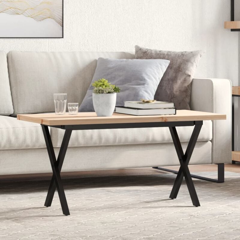 foto del prodotto tavolino salotto telaio a x 90x40x45,5 cm legno pino e acciaio - vidaxl