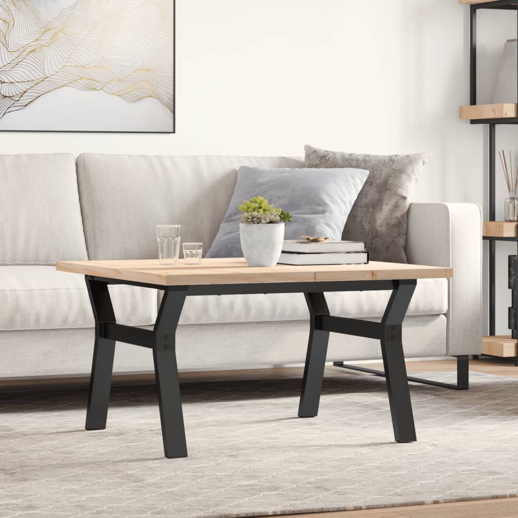 foto del prodotto tavolino salotto telaio a y 80x80x45,5cm legno pino e acciaio