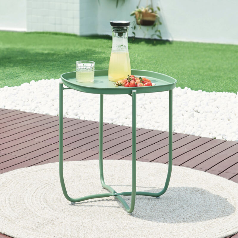 foto del prodotto tavolino sandefjord con vassoio quadrato rimovibile verde en.casa 