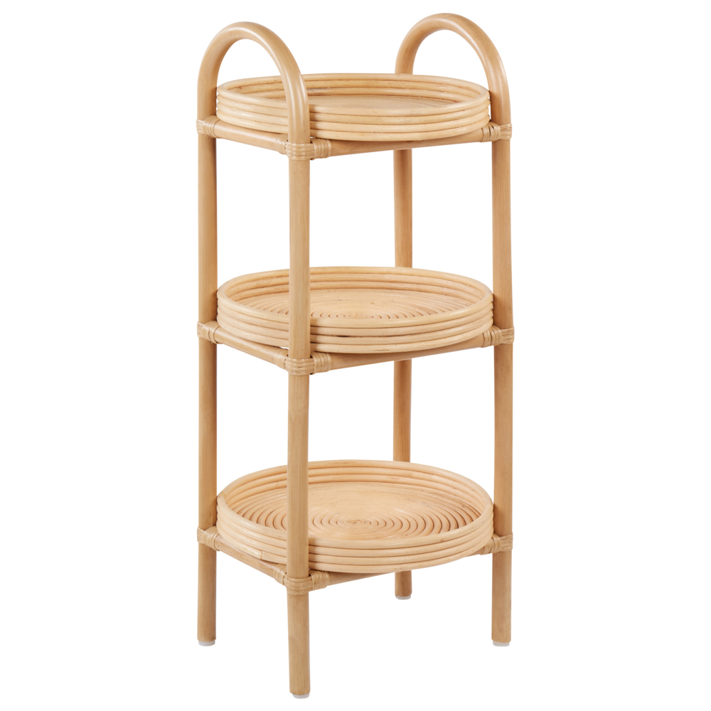 foto del prodotto tavolino scaffale per piante rattan naturale outdoor indoor garden retro 3 ripiani freestanding garden storage
