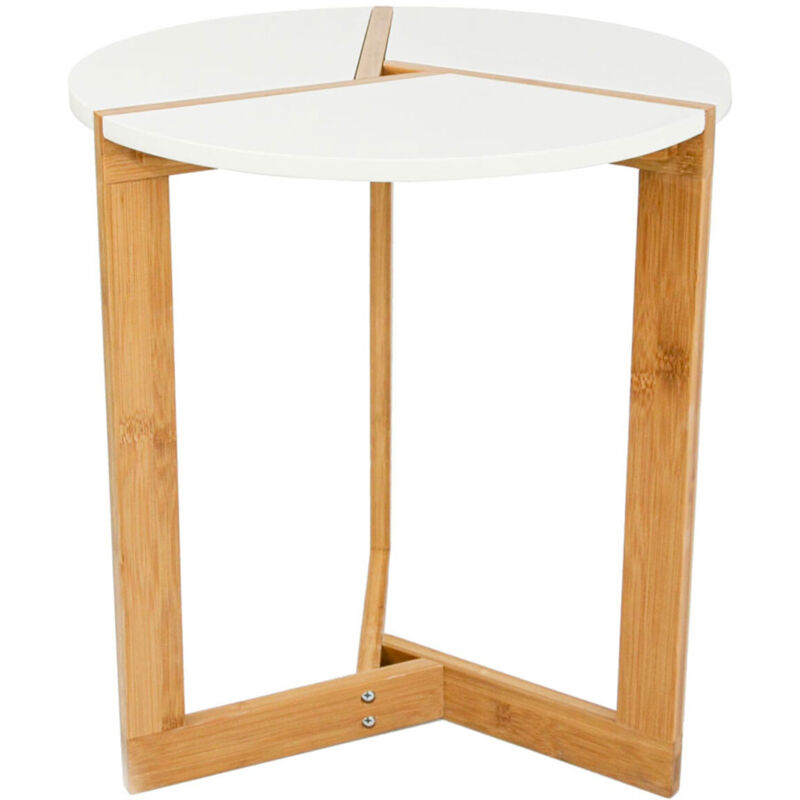foto del prodotto tavolino scandinavo 40 x 45 cm da sala rotondo legno tavolino da salotto bianco