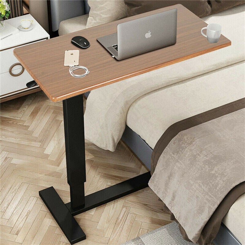 foto del prodotto tavolino servitore da letto regolabile in altezza con ruote nascoste scrivania tavolino servipranzo per mangiare, pc, lavoro
