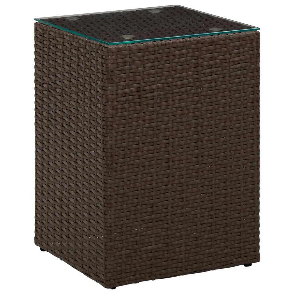 foto del prodotto tavolino servizio piano in vetro marrone 35x35x52 cm polyrattan