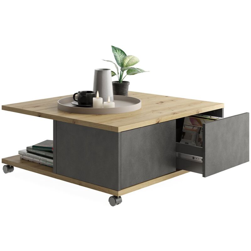 foto del prodotto tavolino su rotelle 2 cassetti 2 scomparti l70 cm twin
