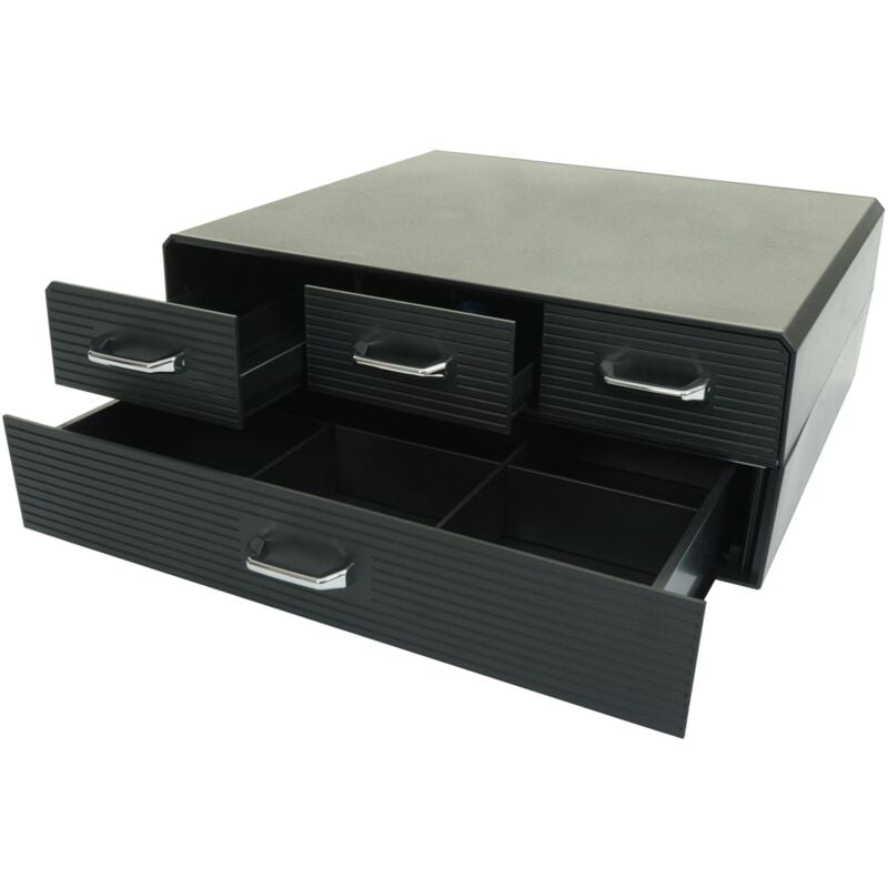 foto del prodotto tavolino supporto per macchina da caffè 4 cassetti hhg 764 polistirene antiurto 13x34x31cm nero