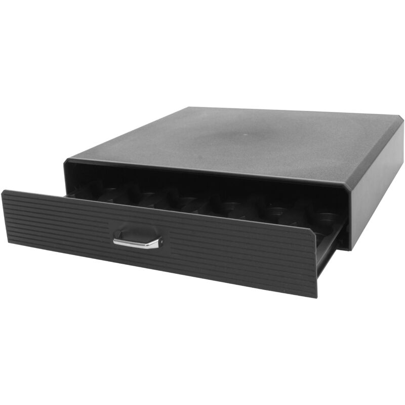 foto del prodotto tavolino supporto per macchina da caff con cassetto porta capsule hhg 763 polistirene antiurto 7x31x34cm nero