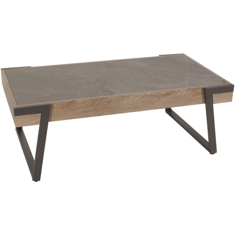 foto del prodotto tavolino tavolo da salotto 43x120x64 cm pietra sinterizzata aspetto marmo grigio legno grigio marrone 040008448