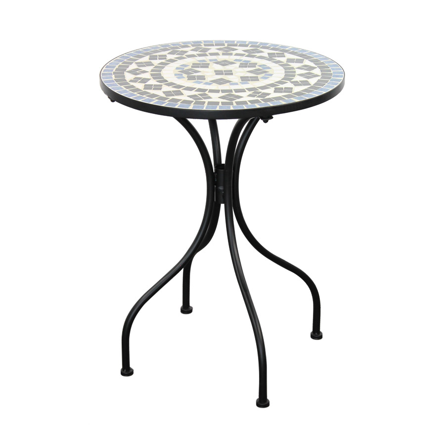 foto del prodotto tavolino tondo da giardino 55x71 cm ripiano in ceramica con mosaico opaco