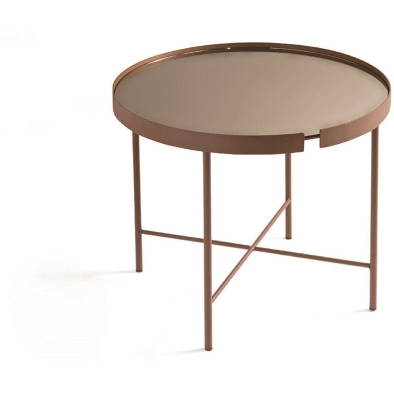 foto del prodotto tavolino tondo in metallo con vetro bronzo e base corten chris 60