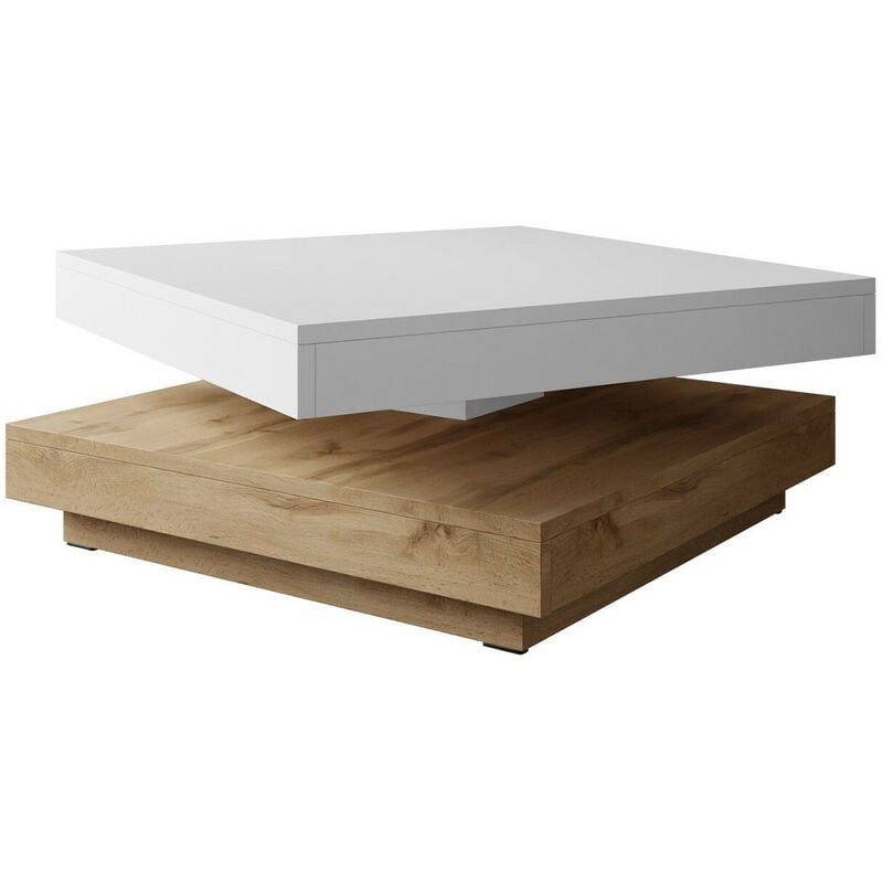 foto del prodotto tavolino trasformabile comfivo 385, quercia di wotan bianco, 34x70x70cm, diametro 0, truciolare laminato, angolare