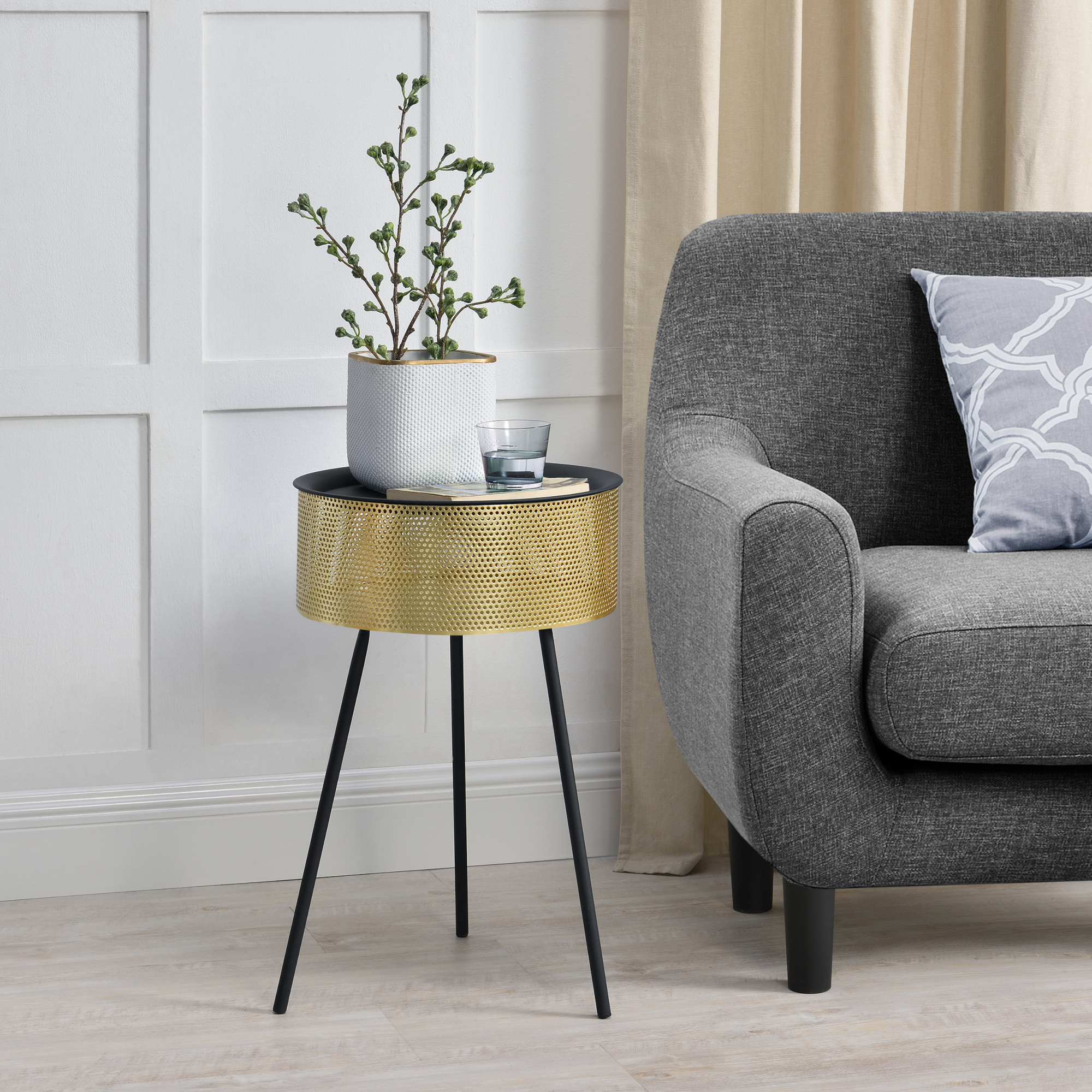 foto del prodotto tavolino treppiede g llivare 65 x 40 cm oro nero en.casa 