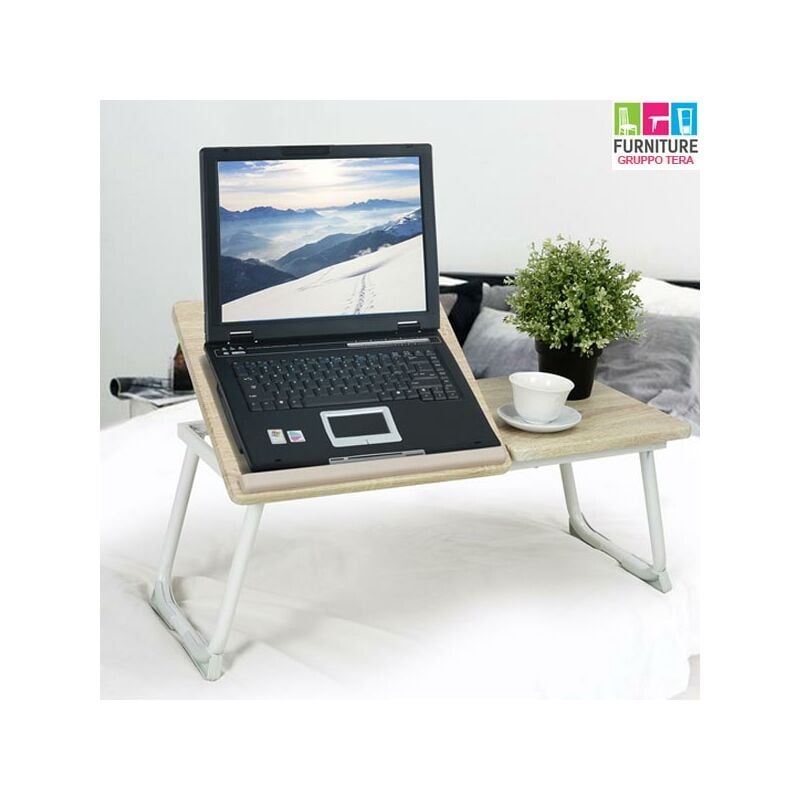 foto del prodotto tavolino vassoio da letto divano per notebook pc laptop pieghevole leggio 65x30