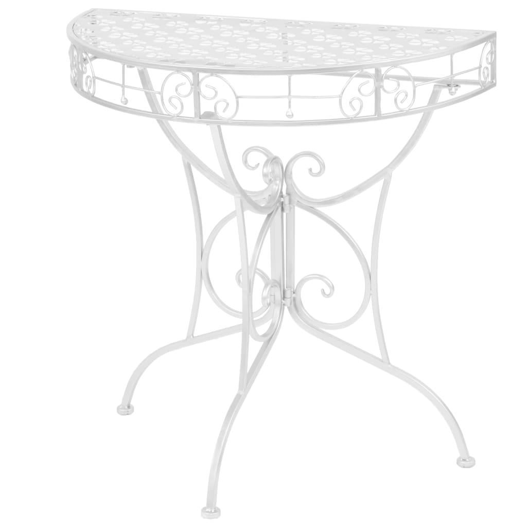 foto del prodotto tavolino vintage in metallo semicircolare 72x36x74 cm argento