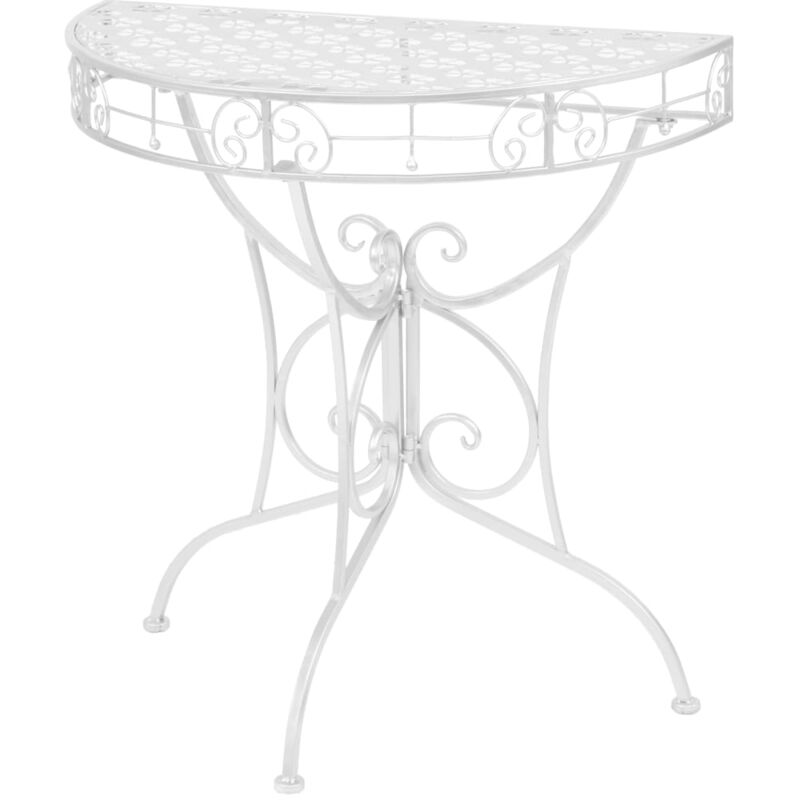 foto del prodotto tavolino vintage in metallo semicircolare 72x36x74 cm argento vidaxl 302299