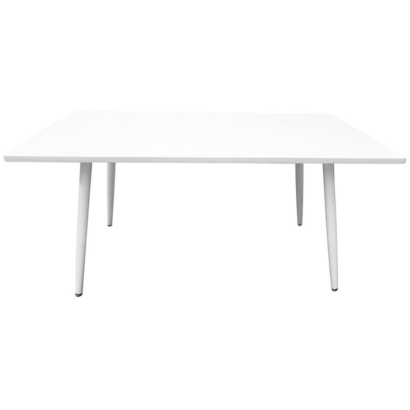 foto del prodotto tavolo 200 x 100 collezione rennes con gambe in metallo e piano bianco. design del tavolo.