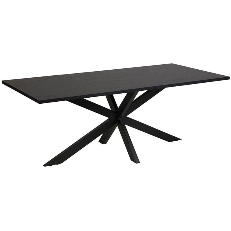 foto del prodotto tavolo 8 persone per sala da pranzo collezione loft colore nero effetto legno. piedi in metallo.