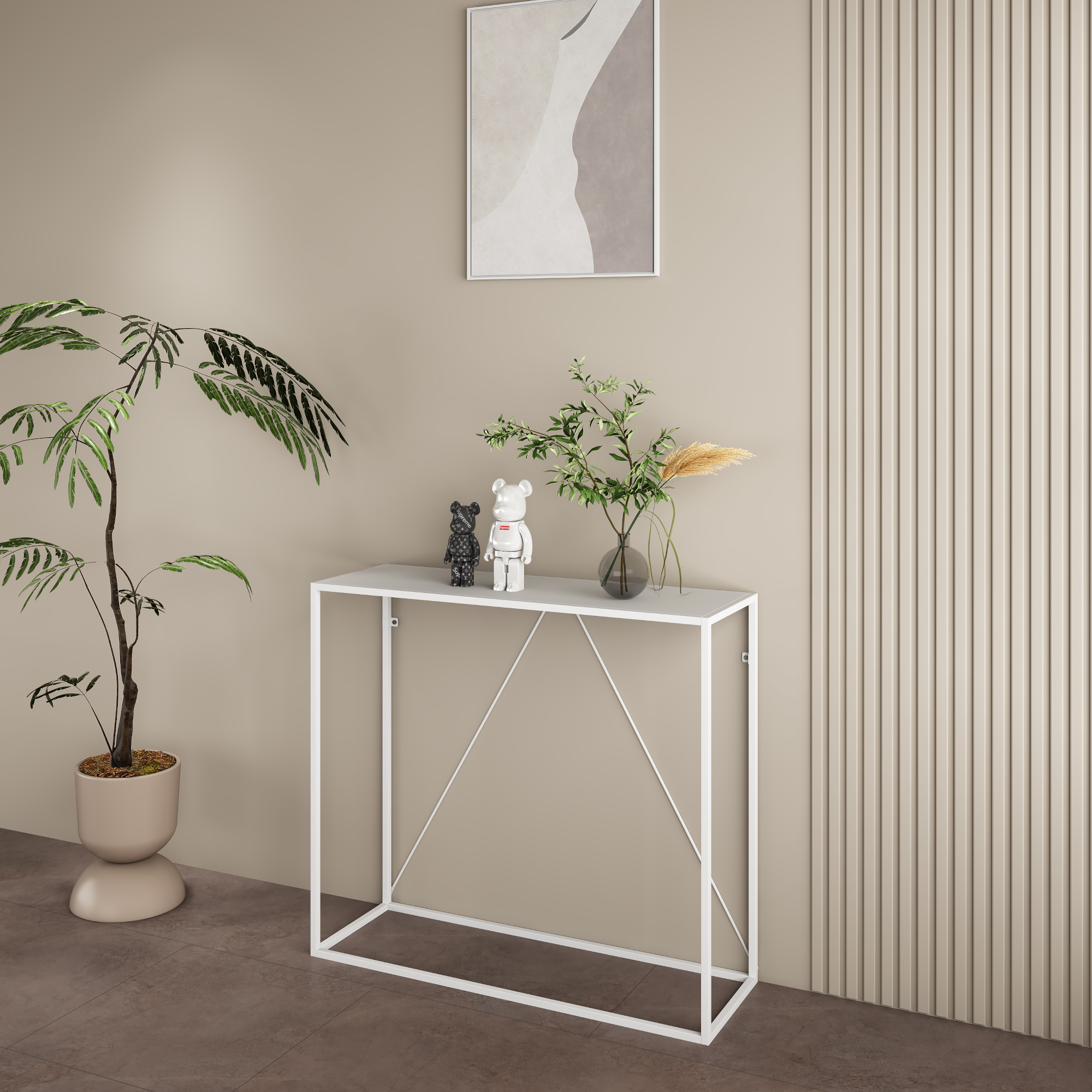 foto del prodotto tavolo a consolle austevoll in acciaio 90 x 30 x 80 cm bianco en.casa 