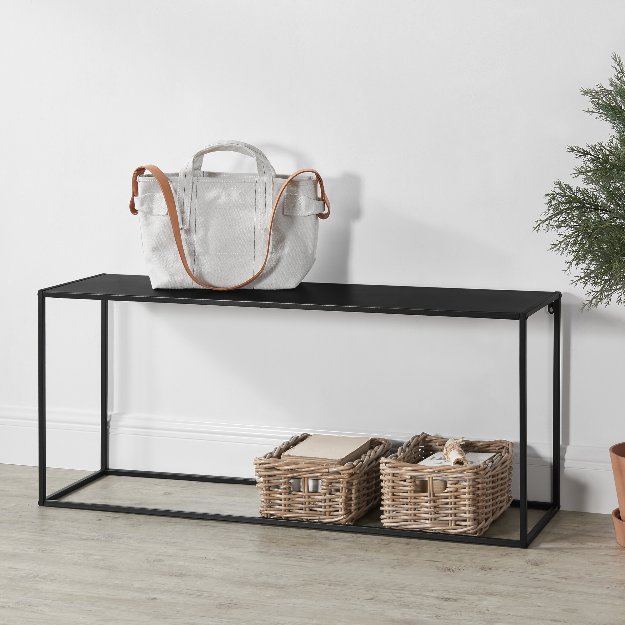 foto del prodotto tavolo a consolle in metallo 50x115x32 cm tavolo da appoggio nero en.casa 