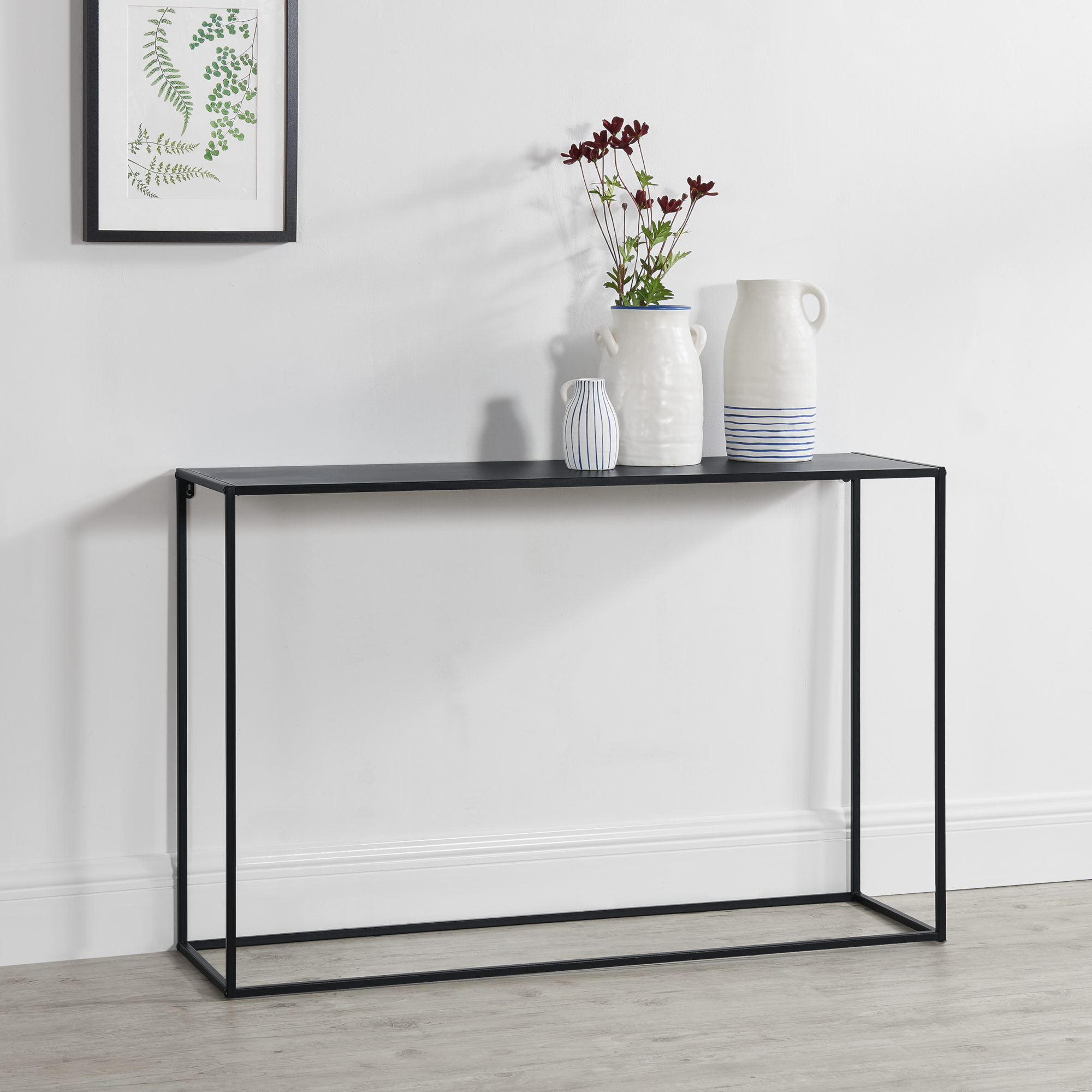 foto del prodotto tavolo a consolle in metallo 74x115x32 cm tavolo da appoggio nero en.casa 