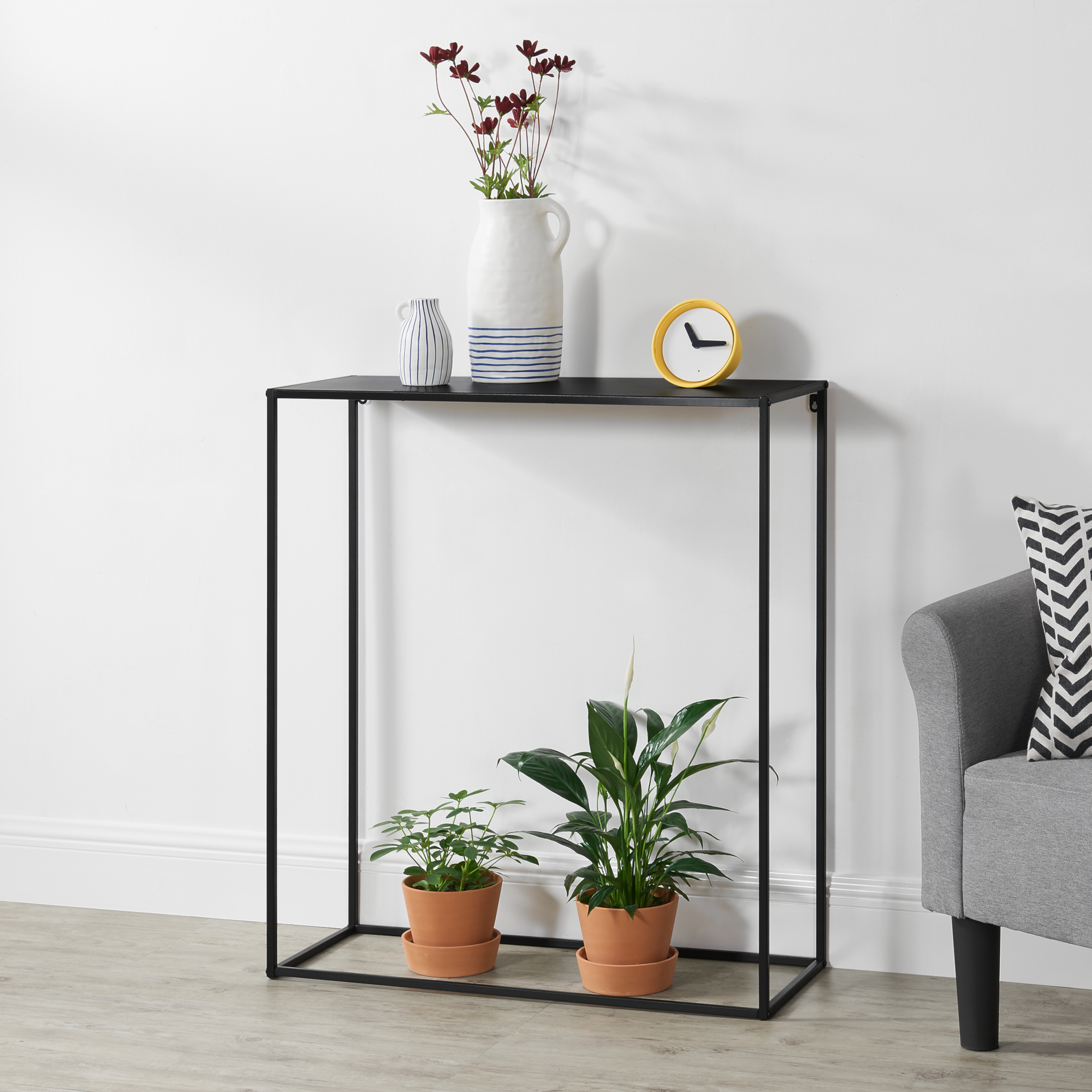 foto del prodotto tavolo a consolle in metallo 92x80x32 cm tavolo da appoggio nero en.casa 