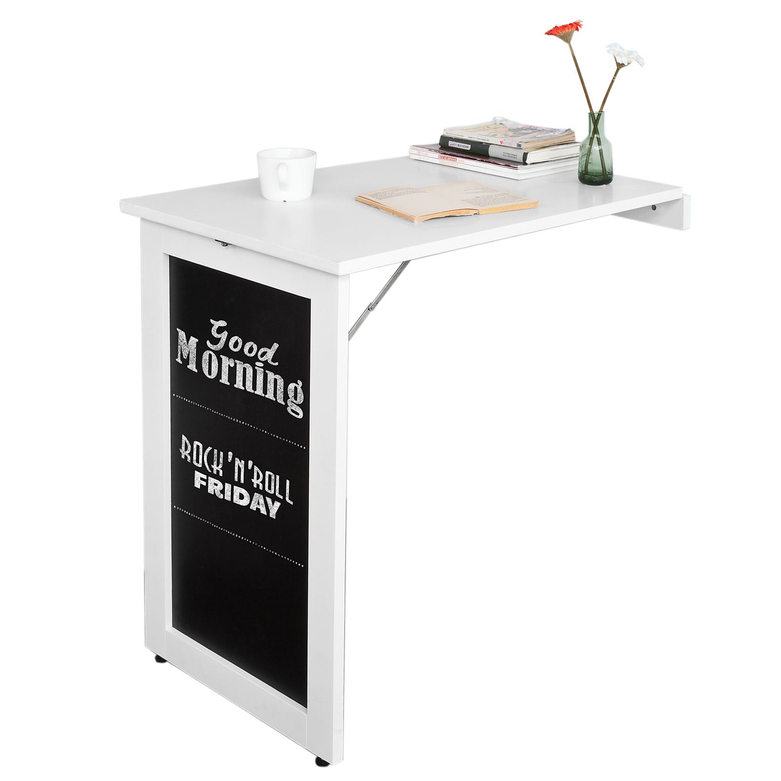 foto del prodotto tavolo a muro tavolo pieghevole tavolo cucina con lavagna colore bianco fwt20-w