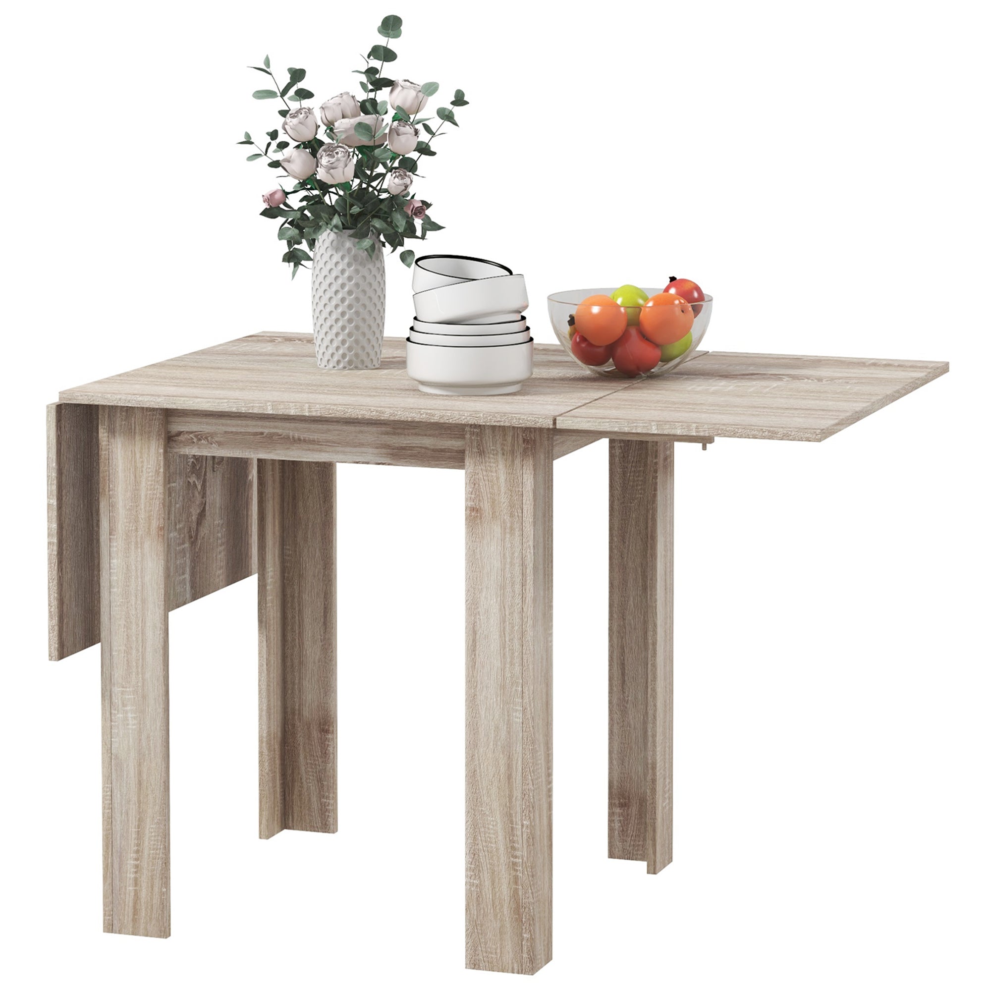 foto del prodotto tavolo a ribalta per 4 persone max impermeabile e antigraffio 140x70x75 cm in truciolato rovere