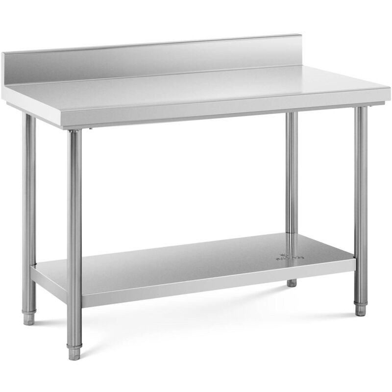 foto del prodotto tavolo acciaio inox con alzatina piano cucina banco da lavoro 120 x 60 cm 137 kg