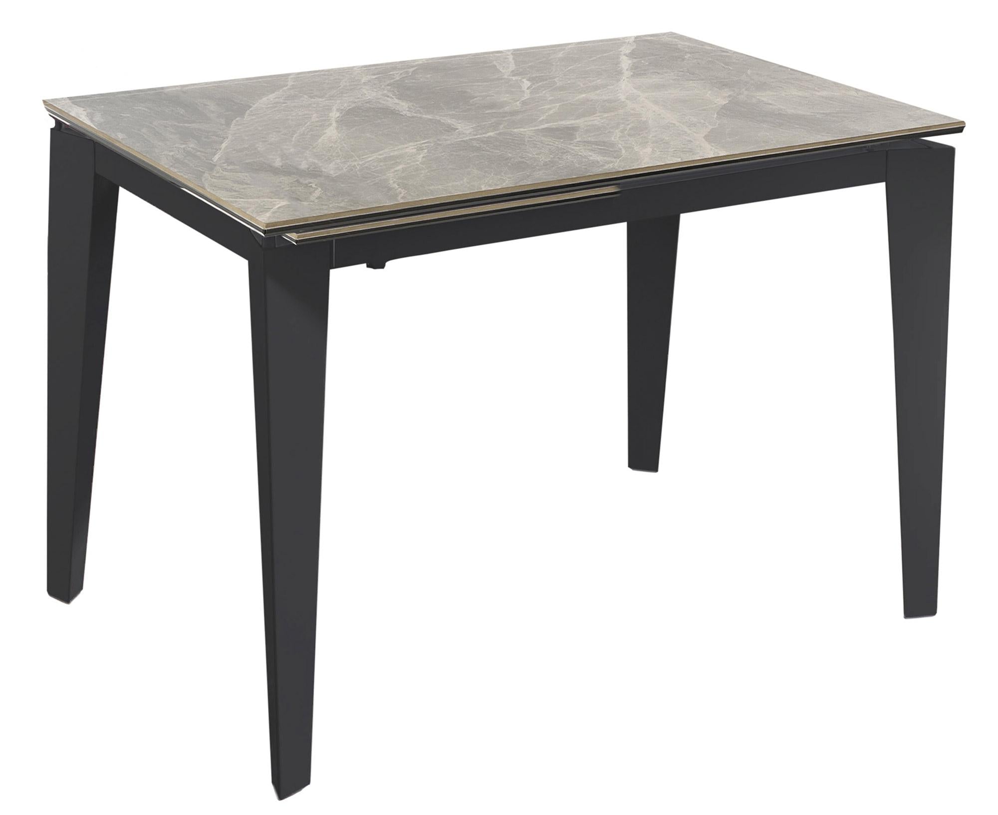 foto del prodotto tavolo allungabile 120/170x80x76 cm in metallo con top ceramica su vetro marmo grigio